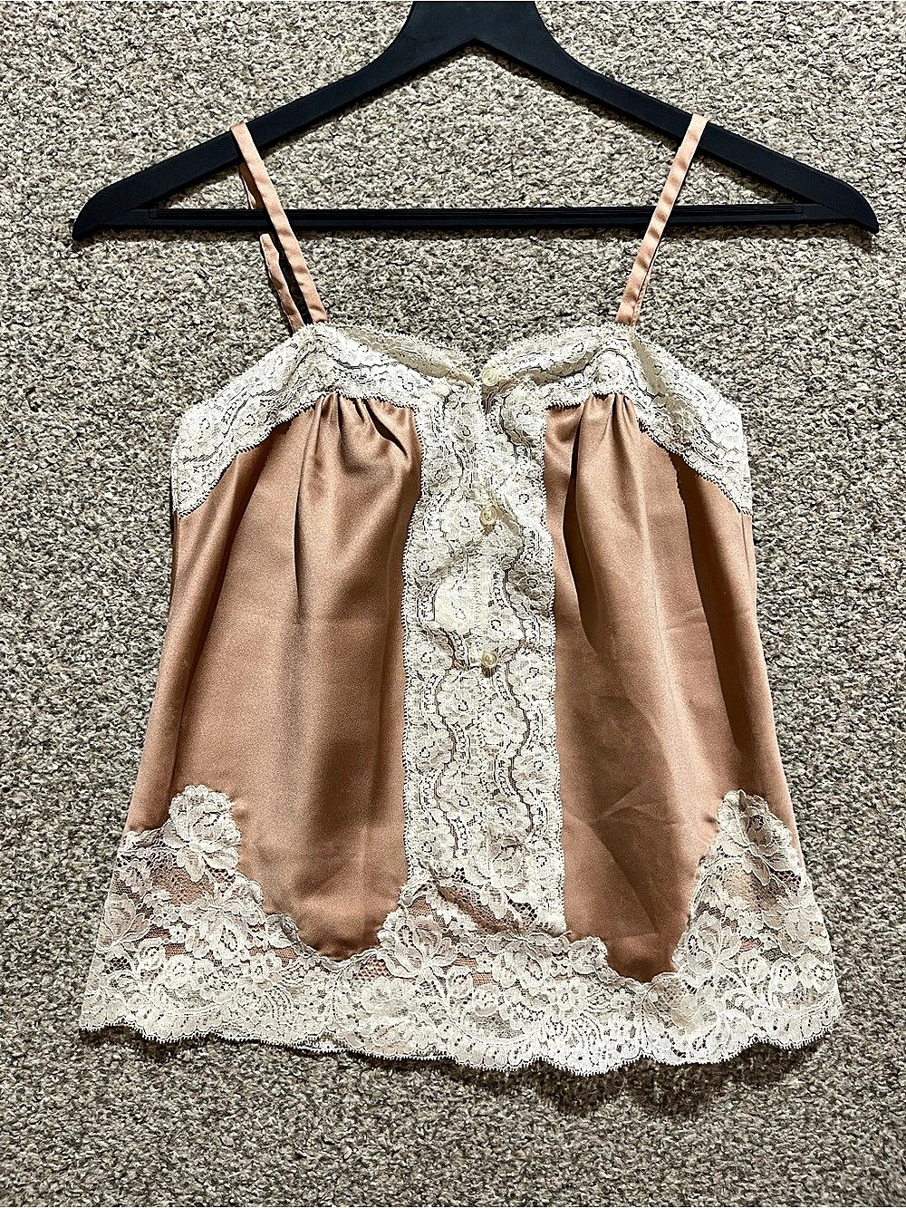 Christian Dior Lingerie Slip Lace Trim Slip in brown gold & White Size P